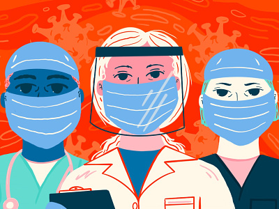 Face Masks for First Responders covid design digital doctors facemask heros illustrate illustration medical care nurses procreate