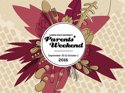 FSU Parents' Weekend booklet brick cover design fall family floral football fun illustration parents weekend