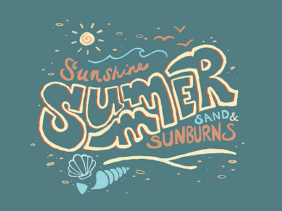 Summertime art digital handlettering illustration summer lettering procreate sand shells sunburn sunshine
