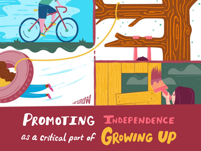 Let Grow - Promoting Independence bike childrens illustration climbing design fort grow handlettering illustration independence kids illustration lettering procreate swing