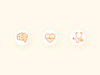 Senior Health Icons brain heart icon set iconography icons orange senior care seniors stethoscope vancouver