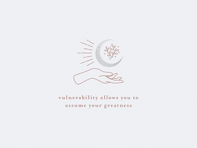 Vulnerability allows you to assume your greatness hand illustration minimal moon moon logo quote self care spirit vancouver
