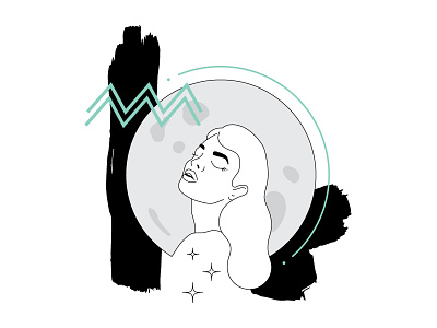 Aquarius Full Moon aquarius astrology bc illustration illustrator line drawing minimal moon vancouver