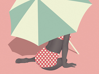 Umbrella design fashion illustration retro summer vintage woman