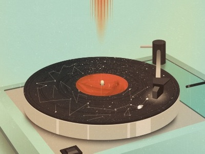 Spacemakers digital player record space stars sun typewriter vinyl
