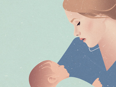 Midwives baby design editorial illustration midwife