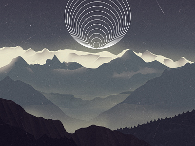 Meteorite Shower design digital geometry illustration landscape meteor scenery shape