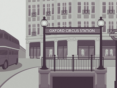 Oxford Circus background digital illustration landscape london scene