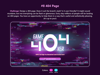 404 Page For Gaming Site | #dailyui #008 404 page 404 page daily ui 404 page design dailyui design graphic design illustration logo ui ui ux ui ux design ux design