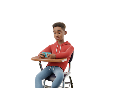 "Studying" 3d 3d animation 3d character afro animation black blender cartoon character design illustration