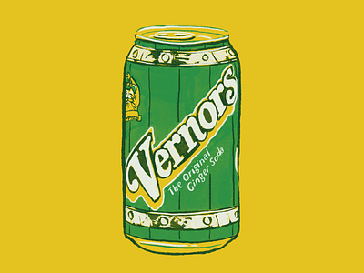 Vernors - the king of sodas branding digital art digital illustration drawing editorial illustration gold green illustration michigan michigander pop soda spot illustration texture triatic vernors vintage illustration yellow