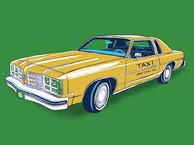 1.800.COOL.TAX blue cab car digital art digital illustration editorial illustration green illustration oldsmobile sketch spot illustration taxi taxi cab texture yellow