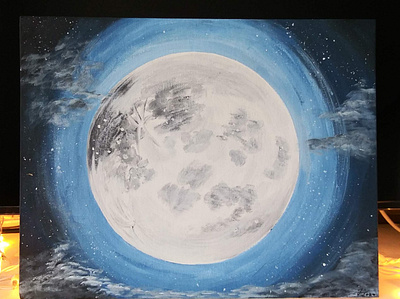 Moonlight acrylic canvas illustration paint