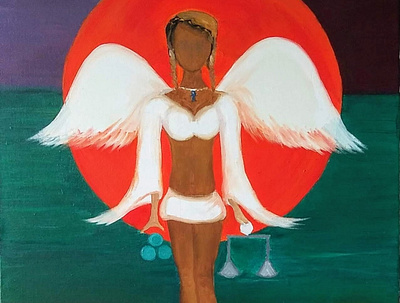 Guardian Angel acrylic canvas illustration paint