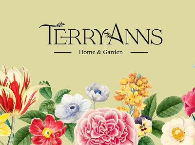 TerryAnns - Home & Garden Identity Branding beige branding design e commerce floral graphic design logo natural nature serif