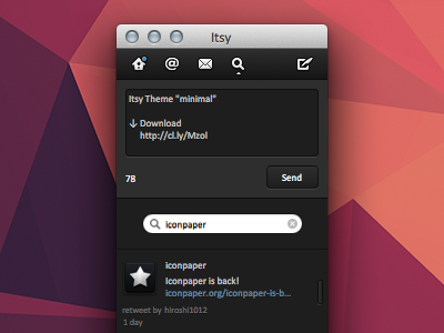 Itsy theme "minimal" app black dark download interface mac minimal theme twitter ui