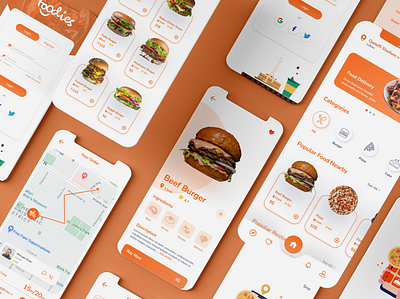 Foodies - Food app UI Design adobe xd app ui design figma food app food app design food app ui login ui mobile app design mobile app ui mobile ui ui uiux