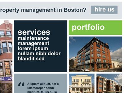 Property Management Website blocks boston concept design flat metro website
