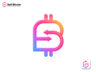 Sell Bitcoin - Letter B+Bitcoin icon + S+dollar sign - BS letter