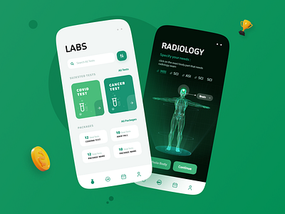 Labs & Radiology Booking App 3d branding green labs logo medical modern new radiology ui ux