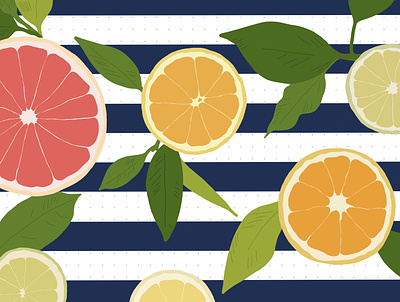 Citrus Vibes citrus colorful design digital graphic design illustration illustrator lemons oranges procreate stripes