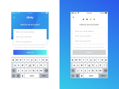 Sign Up Exercise dailyui ebay signup
