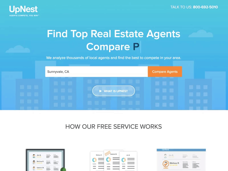 Upnest Landing Page