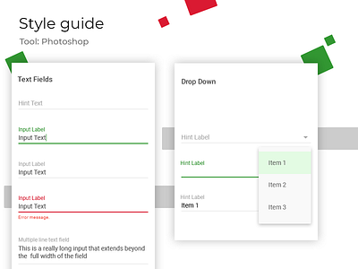 Style Guide 4 Text Fields and Drop Downs