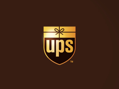 UPS Logo Nostalgia brown letters logo package shield type ups yellow
