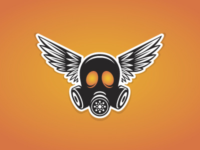 The Gasmask black feathers gas gasmask icon mask orange wings
