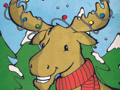 Christmas Moose childrens art childrens book illustrations christmas christmas lights illustration moose moose art pen and ink