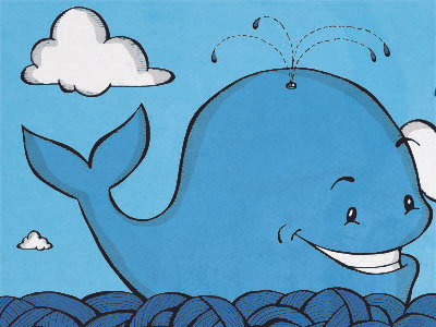 Whale aquatic theme comic cute funny nursury pen and ink sea life whale whale art