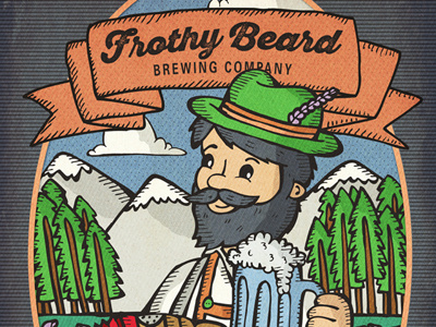 Frothy Beard Oktoberfest Poster beer branding design illustration logo pen and ink poster art