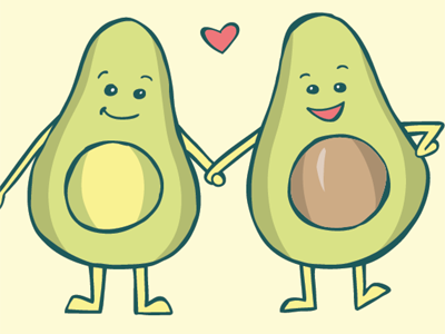 Avocado Love avocado food art friendship illustration love pen and ink puns