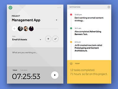 Day 006 Time Tracker Widget Sidebar app card flat info management project time tool tracker ui widget