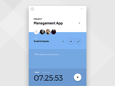 Time Tracker Widget Palette app card flat info management project time tool tracker ui widget