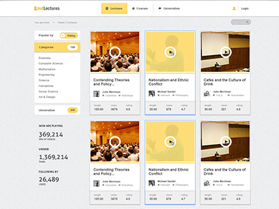 Findlectures Inner browsing catalog clean design gallery lectures library online stylish video