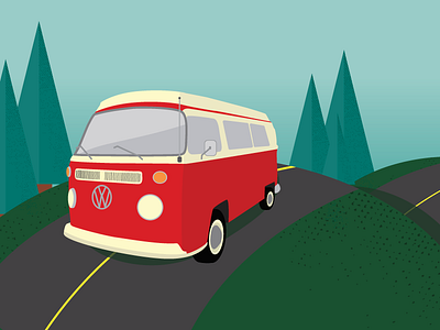 Poppy illustration red textures vw van