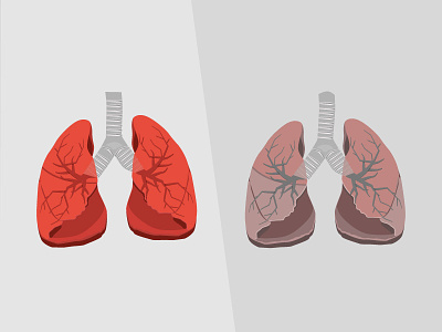 WIP Lungs desaturated. flat flat design illustration lungs red