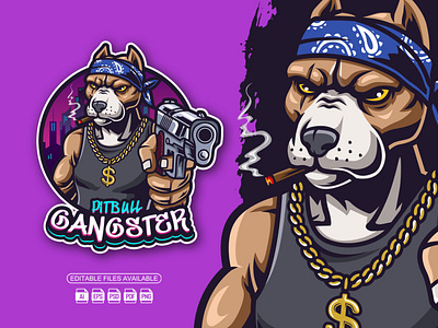 Pitbull Gangster Mascot Logo branding cartoon cartoon logo design graphic design illustration logo mascot mascot logo