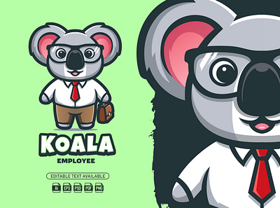 Koala Employee || Mascot Logo branding cartoon cartoon logo design graphic design illu illustration logo mascot mascot logo