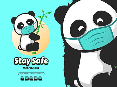 Stay Safe Panda || Mascot Logo branding cartoon cartoon logo design graphic design illustration logo mascot mascot logo