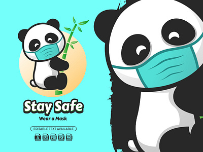 Stay Safe Panda || Mascot Logo branding cartoon cartoon logo design graphic design illustration logo mascot mascot logo