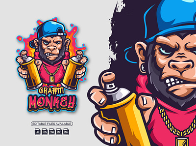 Monkey Graffiti || Mascot Logo branding cartoon cartoon logo design graffiti graphic design illustration logo mascot mascot logo monkey monkey logo rnb vector