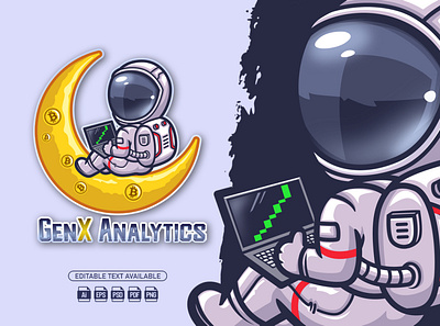 GenX Analytics Mascot Logo bitcoin blockchain branding cartoon cartoon logo crypto design graphic design illustration logo mascot mascot logo vector