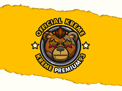 Official Kreme Mascot Logo bear bear cartoon bear logo brand brand logo branding cartoon cartoon logo design graphic design illustration logo logo icon mascot mascot logo vector