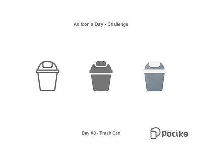 Icon Challenge Day 8 Trash Can bin can design flat gliph icon line material recycle solid stroke trash