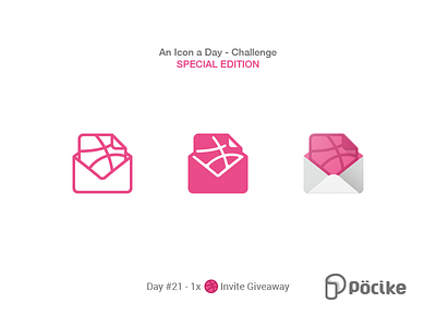 Dribbble Invite Giveaway - Icon Challenge Day 21 con dribbble dribbble invite envelop flat glyph invitation letter line material solid