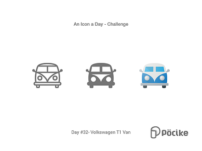 Icon Challenge Day 32 Volkswagen T1 Van flat glyph icon line material peace solid t1 trip van volkswagen