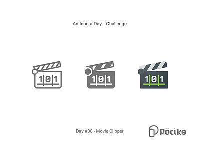 Icon Challenge Day 39 Movie Clipper action cinema clip clipper director flat glyph icon line material muvie solid